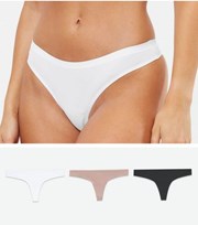 New Look 3 Pack White Black and Tan Seamless Thongs